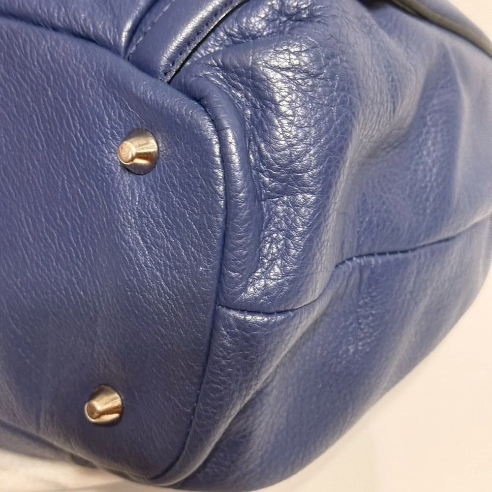 Barr & Barr New York Hobo Blue Shoulder Bag Leather Silver Hardware